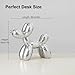 YOYUMI Galvanisiert Ballon Hund Skulptur, Luxus Ornament, Harzstatue für Wohnzimmer Schlafzimmer Bürodekor, Hochglanz Finish Dekorative Statuen, Silber, 18 x 20 x 9 cm