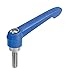 Kipp 06611-20887X50 Fiberglass Reinforced Plastic/Steel Adjustable Handle with M8 External Thread, Novo?Grip Style, Stainless Steel Components, Metric, 50 mm Screw Length, Size 2, Traffic Blue Color