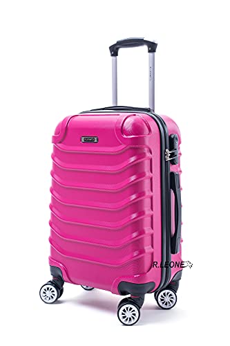 R.Leone Valigia Trolley Rigido Grande 8 ruote in ABS 2026 (Fucsia, L Grande)