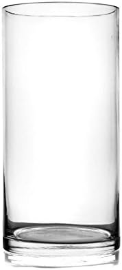 25cm Tall Handmade Clear Glass Cylinder Flower Vase