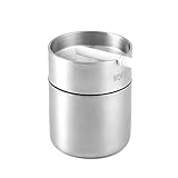 WOFO Car Ashtray with Lid Smell Proof Mini Size, Outdoor Windproof Stainless Steel Ashtrays for Car, Automatically Extinguished Ash Tray for Outdoor/Indoor/Home/Office