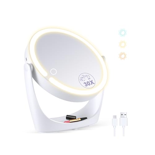 30X/1X Magnifying Mirror with Light, Makeup Mirror with Lights, D...