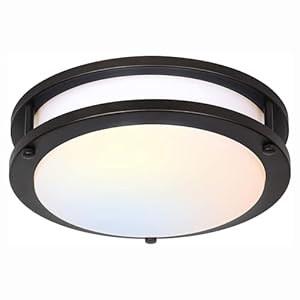 hykolity 10 inch Flush Mount LED Ceiling Light Fixture, 17W 1100lm, 2700K/3000K/3500K/4000K/5000K Adjustable Ceiling Lights, Oil Rubbed Bronze Saturn Dimmable Lighting for Hallway Bathroom or Kitchen