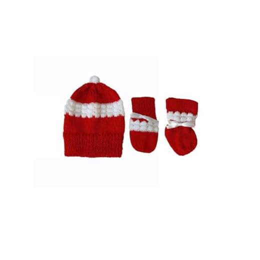 Kit Luva Luvinha Sapatinho Touca Lã Bebê Menino e Menina Rescém Nascido Tricot Tricô 3 pçs (VERMELHO)