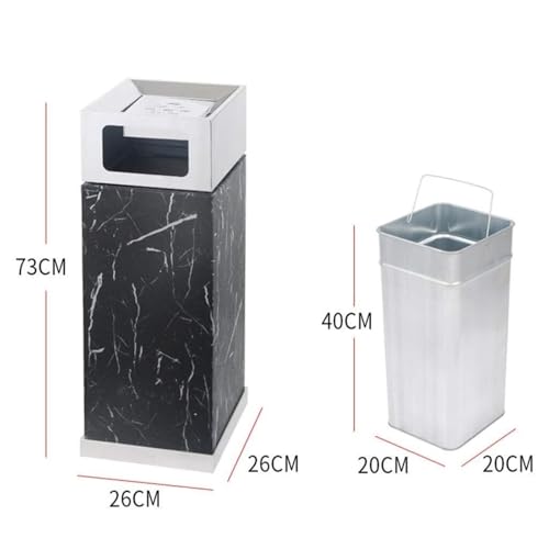 Stainless Steel Outdoor Trash Can - Square Garbage Can for Indoor/Outdoor Use, Ideal for Hotels, Malls, Elevators - Durable Metal Waste Bin for All Environments