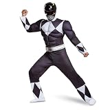 DISGUISE 79733D Black Ranger Classic Muscle Costume per adulti, taglia L/XL (42-46)