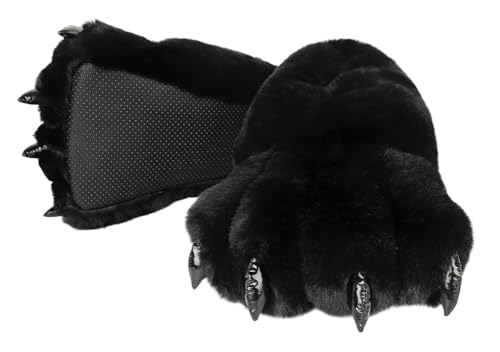 Bear Paw Fuzzy Plush Slippers Animal Shaped Cartoon Cozy Anti Slip Warm Indoor House Shoes for Family