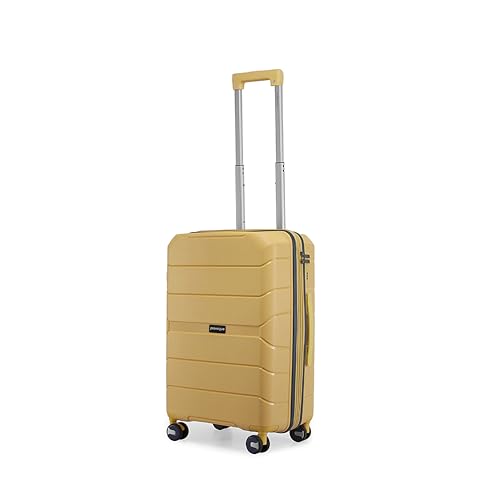 Image of Provogue Cascade Hard-Sided PP 55 Cm Suitcase /Cabin Trolley Bag Small| Expandable Space with 8 Wheels Trolley Bags for Travel |Lightweight with Combination Lock|5 Year Warranty (Golden Yellow)