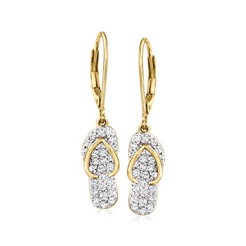 Ross-Simons 0.50 ct. t.w. Diamond Flip Flop Drop Earrings in 18kt Gold Over Sterling