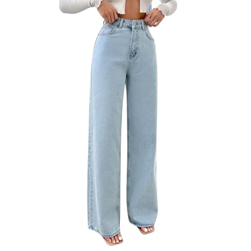 Image of Women High Waist Wide Leg Denim Jeans | Regular Fit Jeans for Women | Jeans Pant for Women