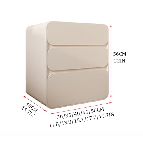 Table de chevet en bois massif crème avec 3 tiroirs de rangement - 3