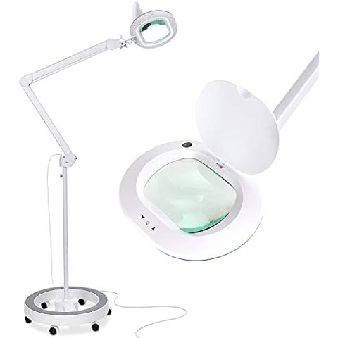 Brightech LightView Pro Magnifying Glass with Stand and Light – Magnifying Floor Lamp with 6-Wheels on a Sturdy Base for Facials – LED Work Light with XL Magnifying Glass for Crafts and Projects Cover