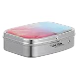 minkissy Tragbare Pillendose Pillenkoffer klein Pillen-Organizer für die Handtasche Taschenpillenetui aus Metall süßes Pillenetui Tablettendose Pillendose aus Metall Pillenfälle Glas Silber