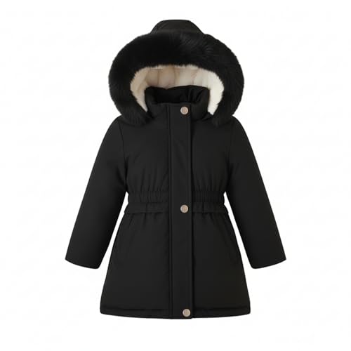Image of AiWMGL 5-12 Years Girls Winter Coat Long Puffer Jacket Outwear Warm Quilted Coats Parka Kids Removable Hood Fleece Inner