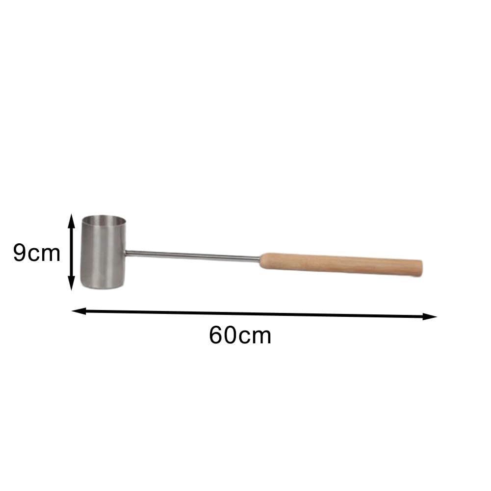 BlissfulAbode Cucharón de sauna de acero inoxidable con mango largo de madera para mejorar tu sauna