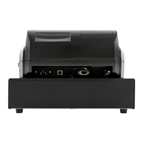 Image of 47 Keys Electronic Cash Register, Small Cash Register Portable Sales Register with Extra-Long Check Opening for Retailers and Food Markets 15.75 x 12.8 x 9 Inch Black