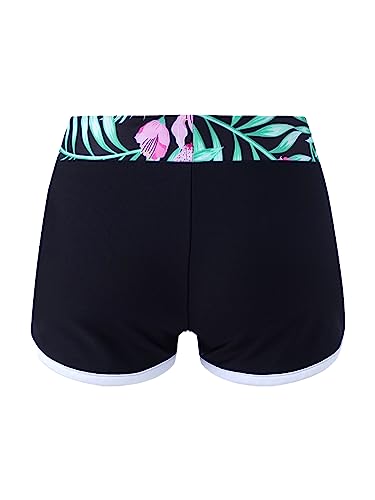 Hedmy Kids Girls Elastic Swim Shorts Athletic Bikini Bottoms Sports Underwear Tropical Print Boyleg Swimsuit2