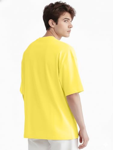 Image of LEOTUDE Casual Half Sleeve Cottonblend Printed Round Neck Drop Shoulder Oversized Tshirt for Man (Color Brown)