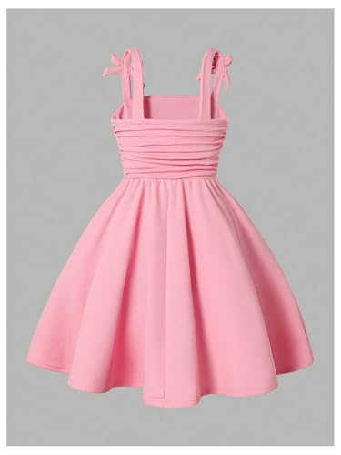 Verdusa Girl's Bow Tie Shoulder Ruched Dress Tiered Layered Shirred Flowy Dresses2