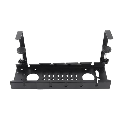 Bandeja para Gestión de Cables Debajo del Escritorio Chrees, Organizador Ajustable de Cables de Acero Carbono con Montaje de Abrazadera, Estante para Gestión de Cables para Oficina y Hogar, Negro miniatura 6