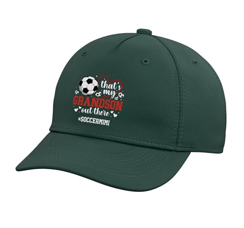 My Grandson Soccer Mimi of A Soccer Player Mimi Grandma Adjustable Printed Baseball Hat, Dark Green