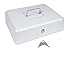 Cash Box with Money Tray | Petty Cash Lock Box | Includes Tiered Design with Cash Tray for Bills and Coins | Portable Money Box | Ideal for Cash Registers | Secure Lock with 2 Keys | Bright White