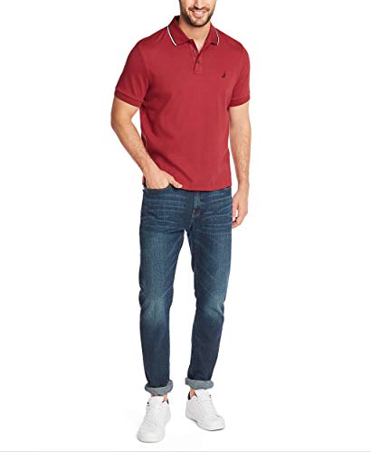 Image of Nautica Men's Classic Fit Short Sleeve Dual Tipped Collar Polo Shirt