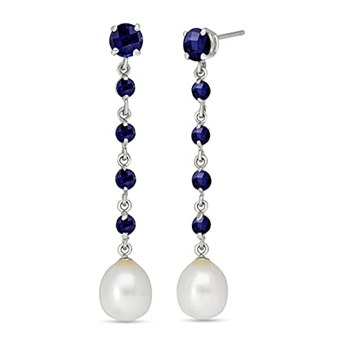 Galaxy Gold GG 14k Solid Gold Chandelier Earrings with Sapphires and Pearls