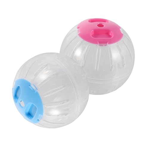 ibasenice 2個 ハムスターランニングホイール 透明プラスチック製 静音設計 ペット運動用ボール 小型動物用 観察しやすく掃除簡単