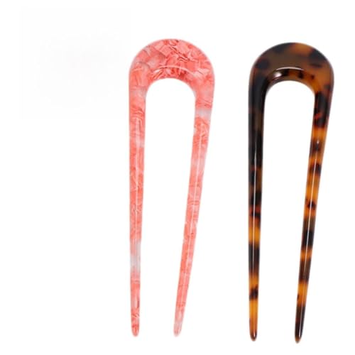 LABRIMP 2個 波浪型醋酸盤髪簪 レディース用ヴィンテージ和風ヘアフォーク 軽量で使いやすいシンプルデザイン 日常 舞台両用