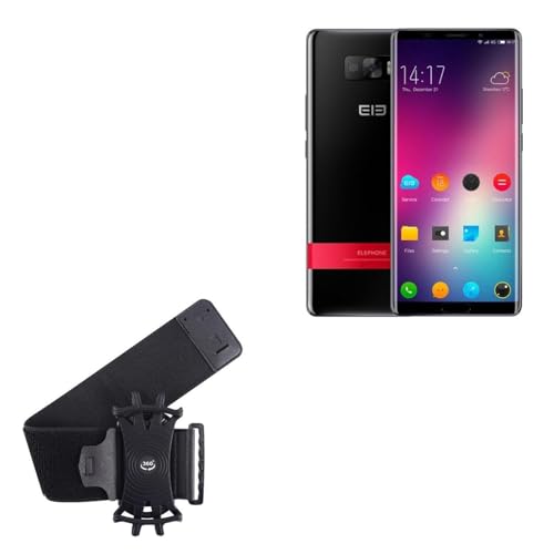 BoxWave Holster Compatible with Elephone P11 3D - ActiveStretch Sport Armband, Adjustable Armband for Workout and Running - Jet Black