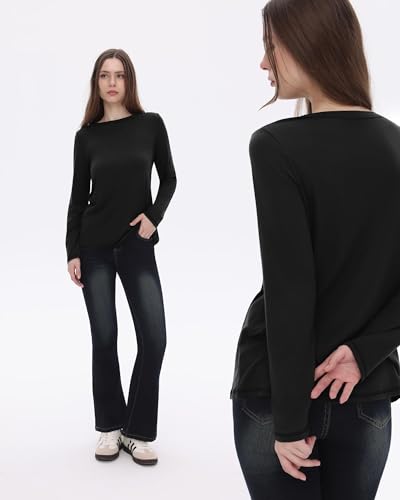 GAYHAY Long Sleeve Shirts for Women - Fall Winter Clothes Crew Neck Casual Tops Loose Fit Tees Fashion Outfits 20254