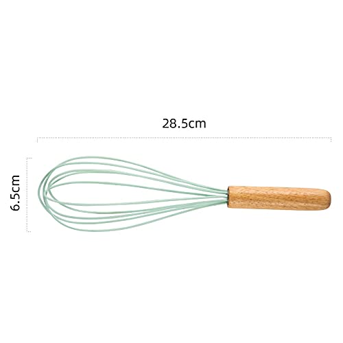 Batidor de huevos de alambre de acero inoxidable para el hogar con mango de madera, fuerte flexibilidad, material seguro
