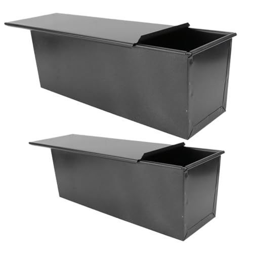 Gatuida 2 Piezas caja de tostadas revestimientos molde para pan con tapa sartén para asar bandejas horno plancha de asar molde para hornear pan tostado tostadas reutilizables acero carbono