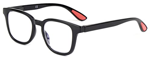 Fads & Fashions Oval Retro Men Woman's Stylish Classic Design Reading Glasses with Spring Hinges DX92 (Shiny Black, 1.5, multiplier_x)