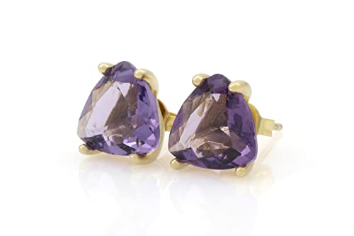 Boucles d'oreilles améthyste trillion violette pour un mariage élégant ou une soirée chic