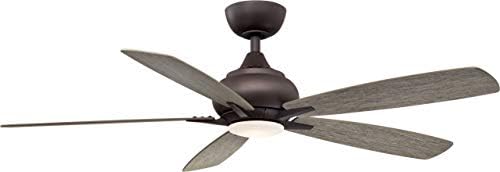 Fanimation Doren 5 Blade Ceiling Fan 13.65 Inch Tall and 52 Inch Wide with Matte Greige Finish and Weathered Wood Blades