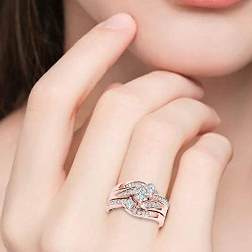 Aimaomi W5BHIHC9 3Pcs Twisted Wedding Band Set Simulated Diamond Anniversary Ring Cubic Zirconia Engagement Ring thumb #1