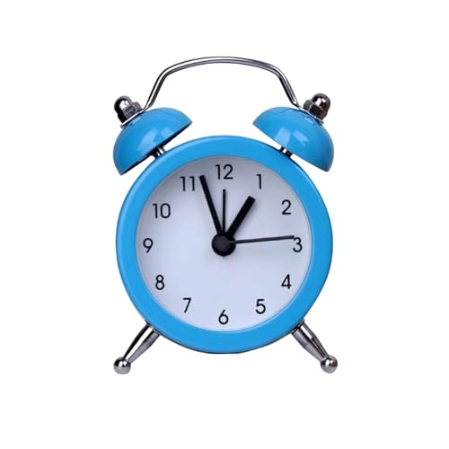 Image of Vintage Inspired Mini Table Alarm Clock, Old Retro Style Digital Alarm Clock, Small Table Clock for Home, Kitchen, Office and Decor (Blue)