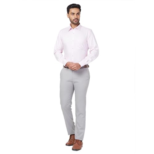 Image of Raymond Men's Slim Fit Checks Pattern Polyester Blend Pleated Formal Trouser