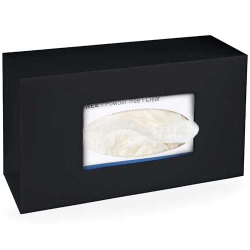 SimplyImagine Black Glove Box Holder Wall Mount - Acrylic Disposable Glove Dispenser - Side Loading...