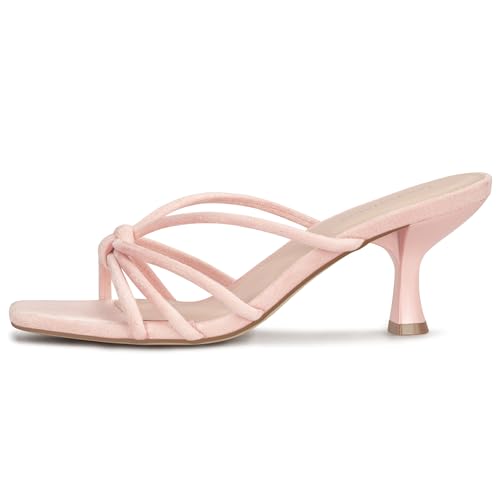 Image of Women's Strappy Square Open Toe Kitten Heels Sandals Knotted Design Summer Fashion Slip On Mule Style
