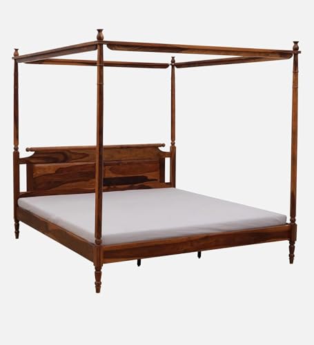 VISHWAKARMA DECOR Wooden King Size Poster Bed for Bedroom | Solid Wood Poster Bed Cot Double Bed Furniture for Living Room | Palang Divan for Hotel & Restaurents (Teak Finish) - Image 2