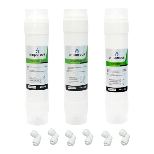 Image of AMPEREUS Water Filter Kit | Pre Carbon, Post Carbon, Sediment Filter & Spare Parts| Complete Inline Filter Set Suitable for All RO Water Purifiers | Complete Water Purifier Inline Accessories
