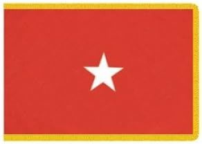 Durawavez U.S. Army 1-Star Brigadier General Indoor Outdoor Appliqued Nylon Flag Lined Pole Hem and 2" Yellow Gold Fringe 3' X 5'