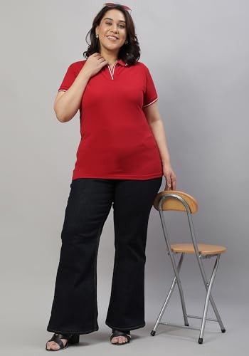 Image of Wear Your Opinion Women's Plus Size Tipped Collar Neck Polo Tshirt
