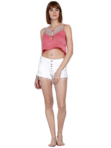 Image of EROTISSCH Women Pink Self Design Tank Top