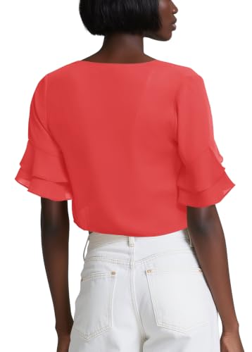 Image of Urban CoCo Women's Sheer Chiffon Bolero Shrug Ruffle Short Sleeve Open Front Cropped Cardigan for Dresses