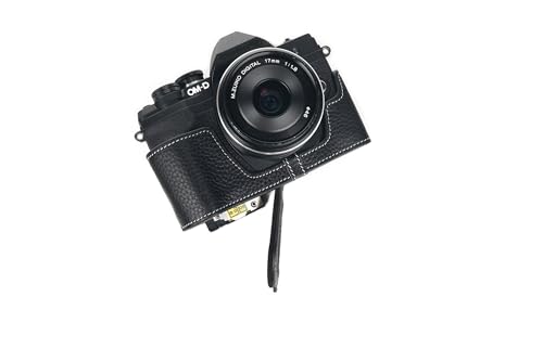 Housse Olympus E-M10 Mark IV en cuir véritable fait main noir