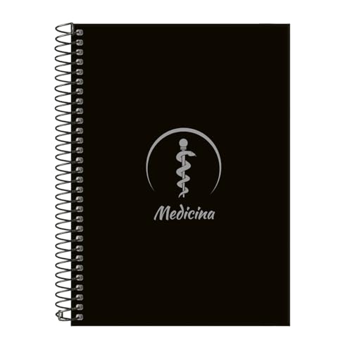 Caderno Colegial 10 Matérias Profissões Medicina (Preto e Prata)